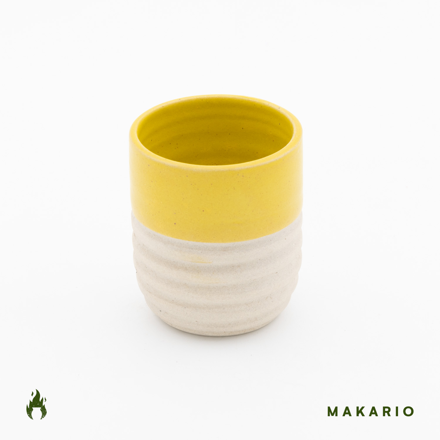 Vaso Boleado Rayado 10oz-Amarillo Mate mitad Pasta Natural