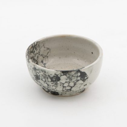 Ramequin con Pata 11.5X5.5cm-Blanco Mate Burbuja Negra