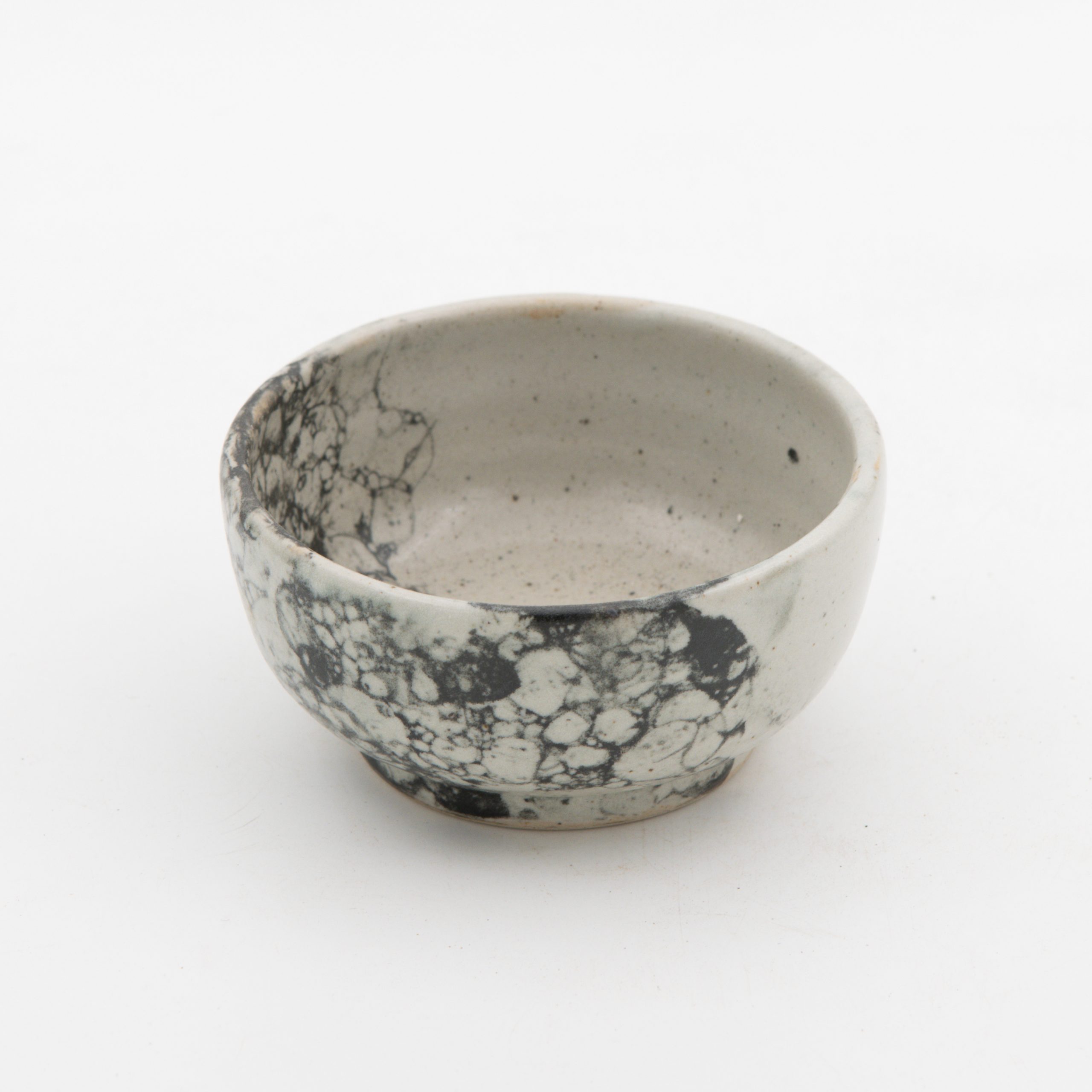 Ramequin con Pata 11.5X5.5cm-Blanco Mate Burbuja Negra