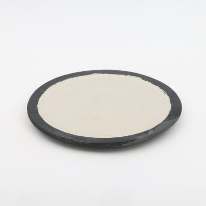 Plato Plano 23cm-Blanco Mate Con Orilla Negro Lumbre