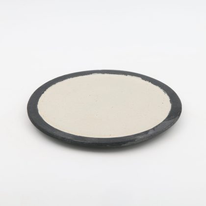Plato Plano 23cm-Blanco Mate Con Orilla Negro Lumbre