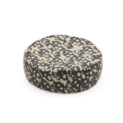 Plato Piedra Chica 15x5cm-Blanco Mate Acuarela Negro Lumbre