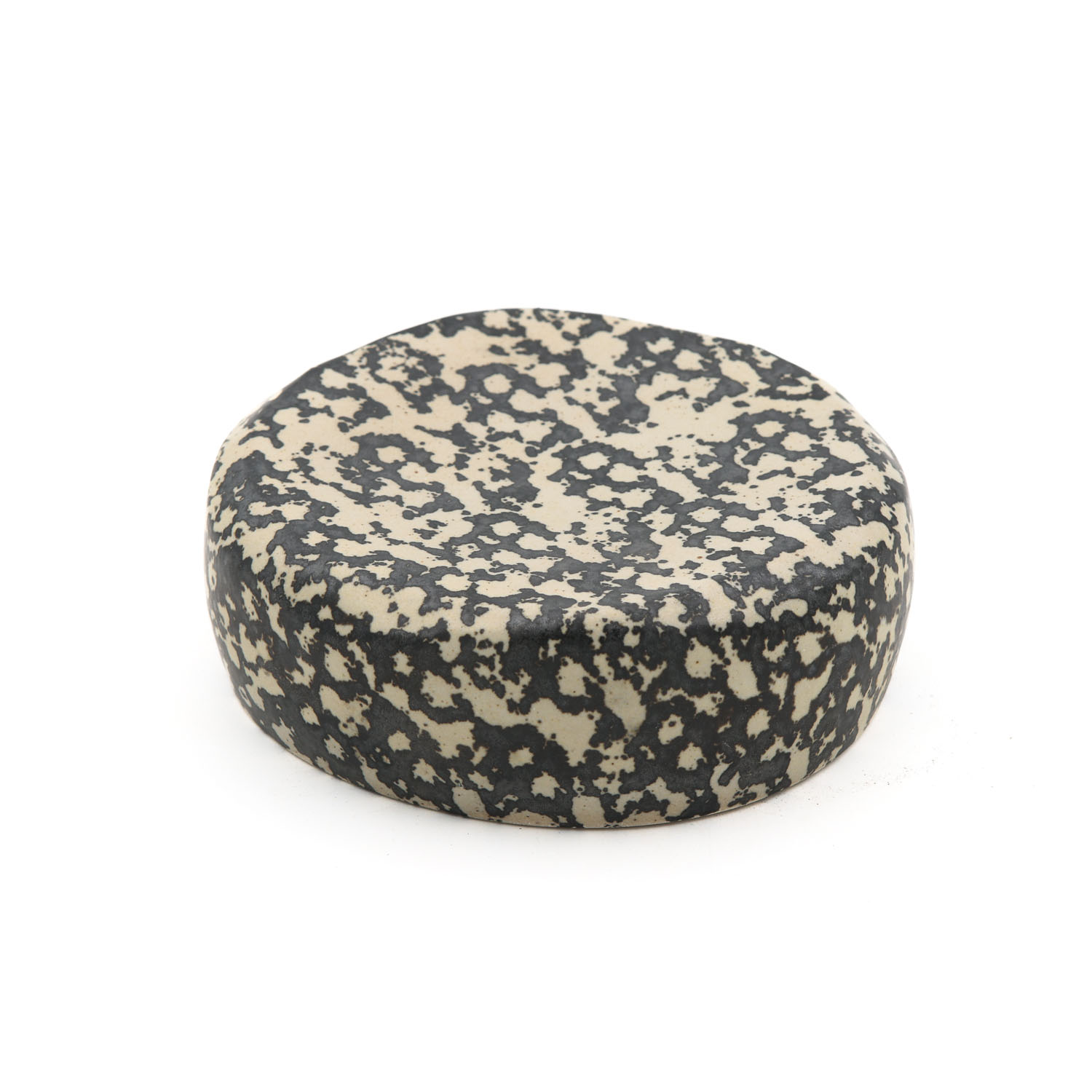 Plato Piedra Chica 15x5cm-Blanco Mate Acuarela Negro Lumbre