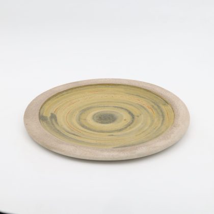 Plato Plano 29cm-Orilla Engobe Ocre Amarillo Oxido