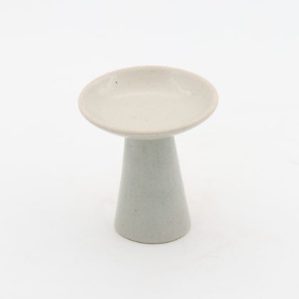 Platito Hongo / Plato con Pedestal 4x12cm-Blanco Mate