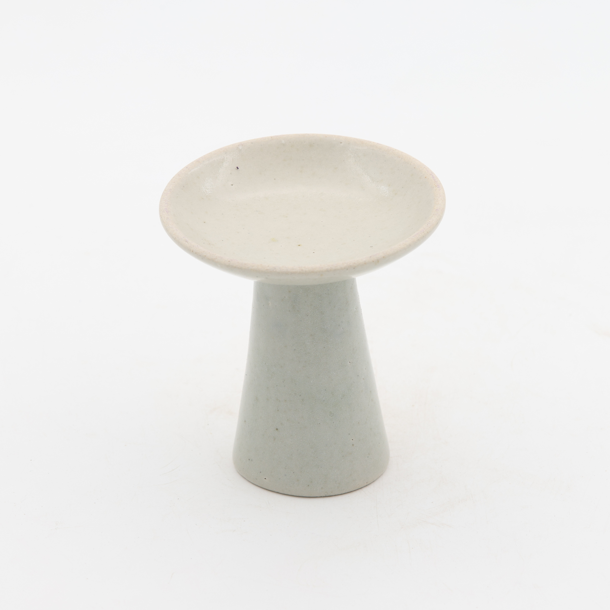 Platito Hongo / Plato con Pedestal 4x12cm-Blanco Mate