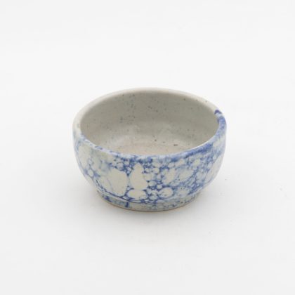 Tazon Chico Boleado con Pata 11x5cm o Ramequin 5oz-Blanco Mate Burbuja Azul
