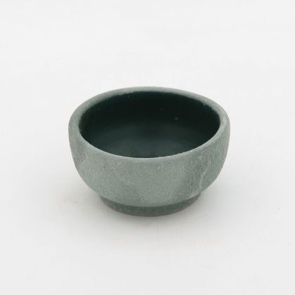 Tazon Chico Boleado con Pata 10x4cm-Engobe Verde interior Verde