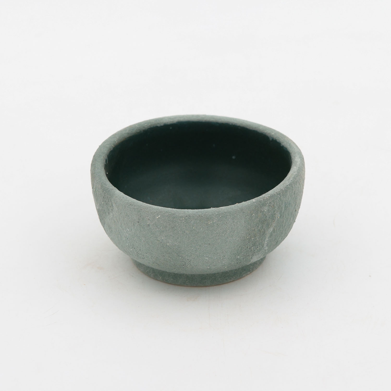 Tazon Chico Boleado con Pata 10x4cm-Engobe Verde interior Verde