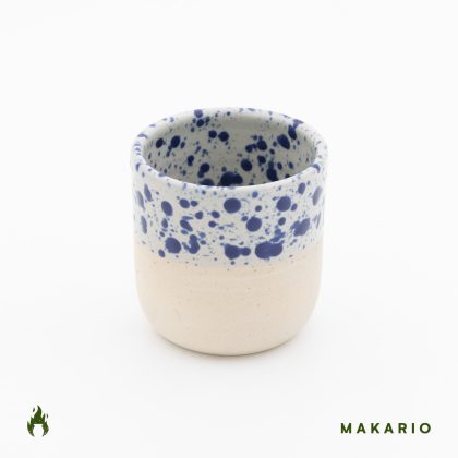Vaso Boleado 10oz-Blanco Jaspeado Azul mitad Pasta Natural