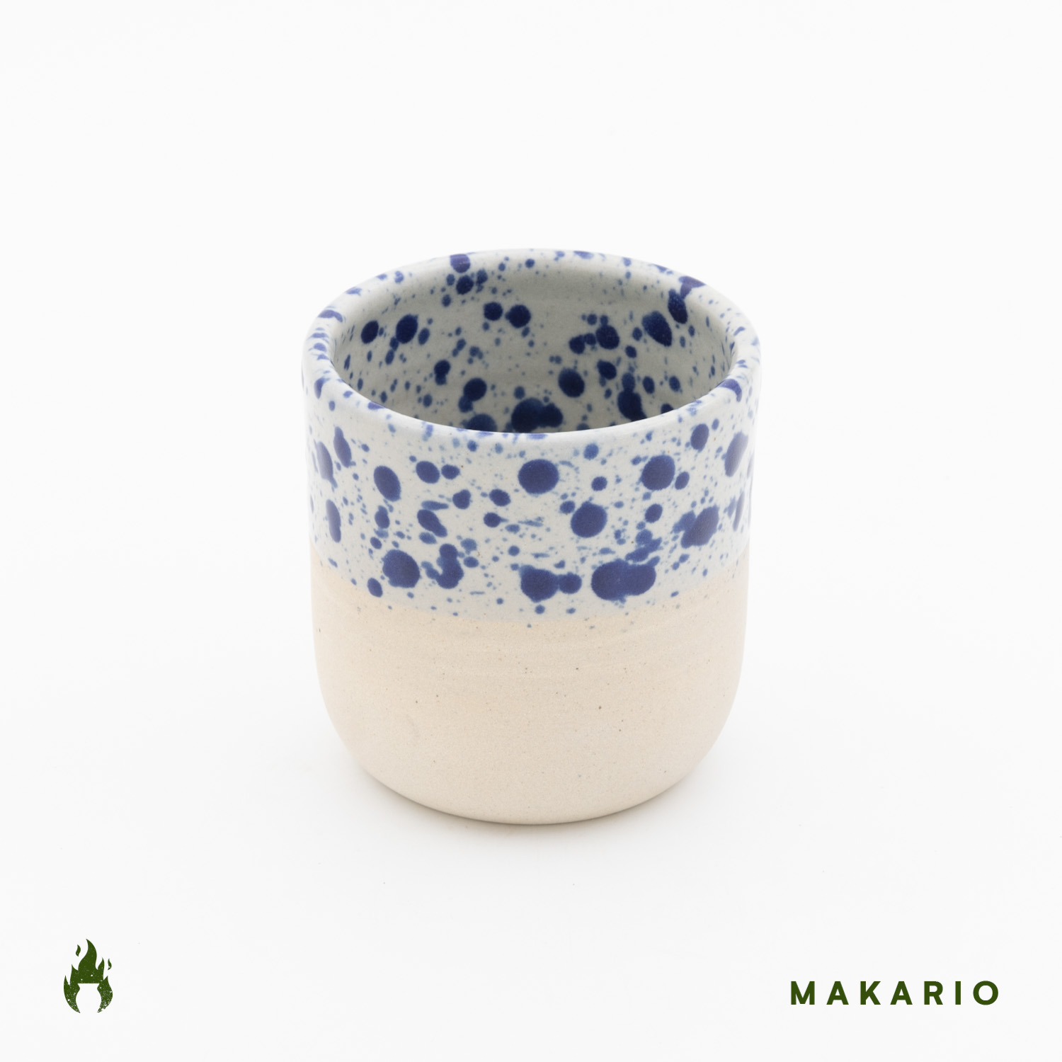 Vaso Boleado 10oz-Blanco Jaspeado Azul mitad Pasta Natural