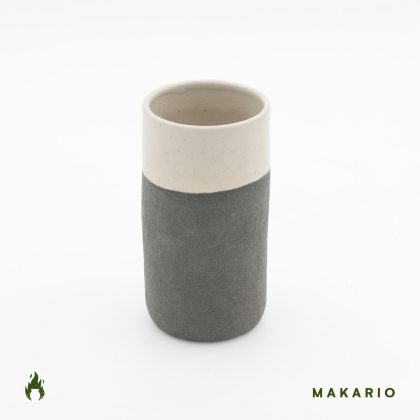 Vaso Recto 16oz-Blanco Mate y Engobe Negro