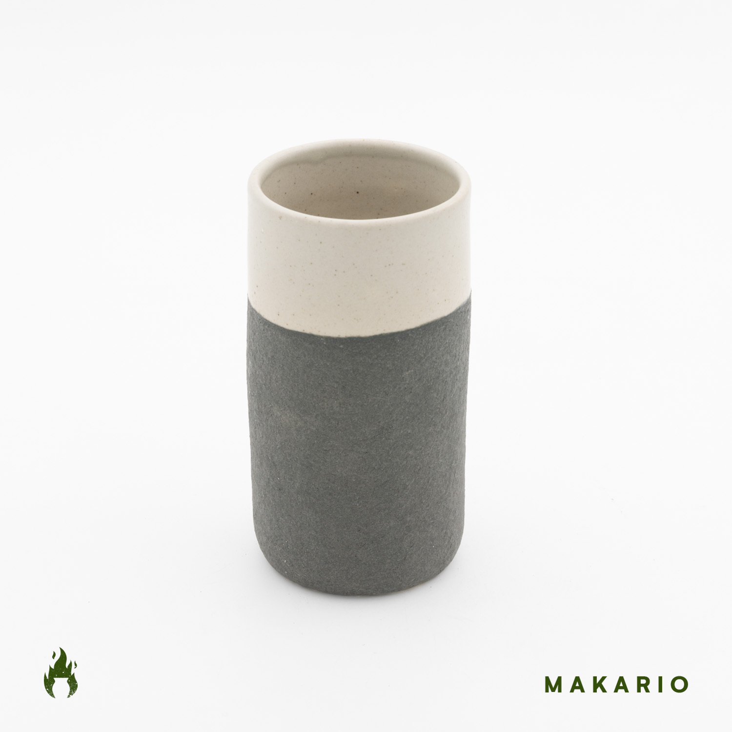 Vaso Recto 16oz-Blanco Mate y Engobe Negro