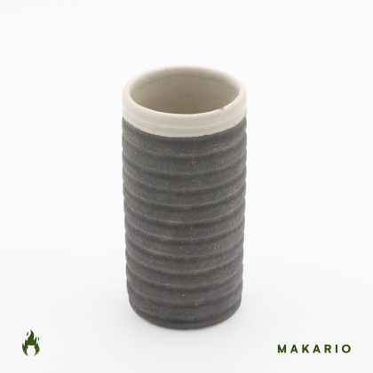 Vaso Recto Rayado 16oz-Engobe Negro y Blanco Mate