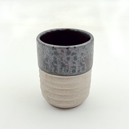 Vaso Boleado Rayado 12oz-Negro Lumbre Mitad Pasta Natural