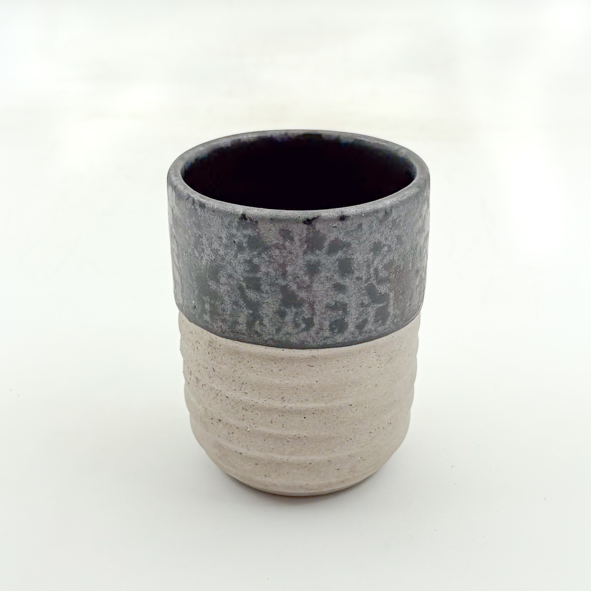 Vaso Boleado Rayado 12oz-Negro Lumbre Mitad Pasta Natural