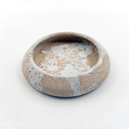 Plato Borde Curvo 15x3cm-Pasta Arcilla y Blanco Satín