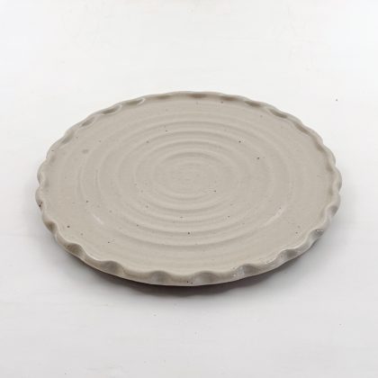 Plato Plano Espiral con Borde Olan 22cm-Blanco Mate