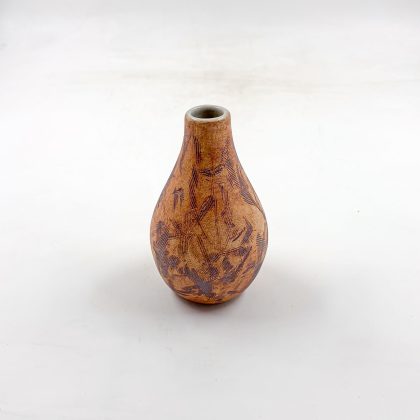 Florero Botella 10oz-Rayado Tallado Oxido