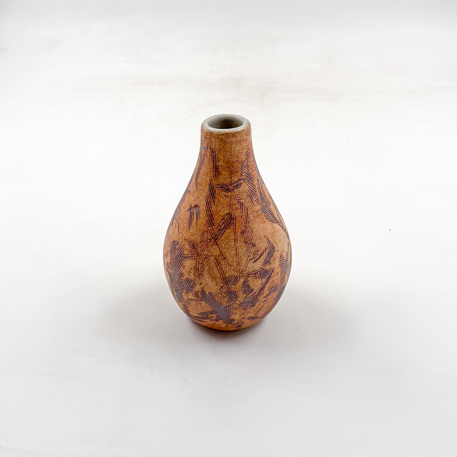 Florero Botella 10oz-Rayado Tallado Oxido