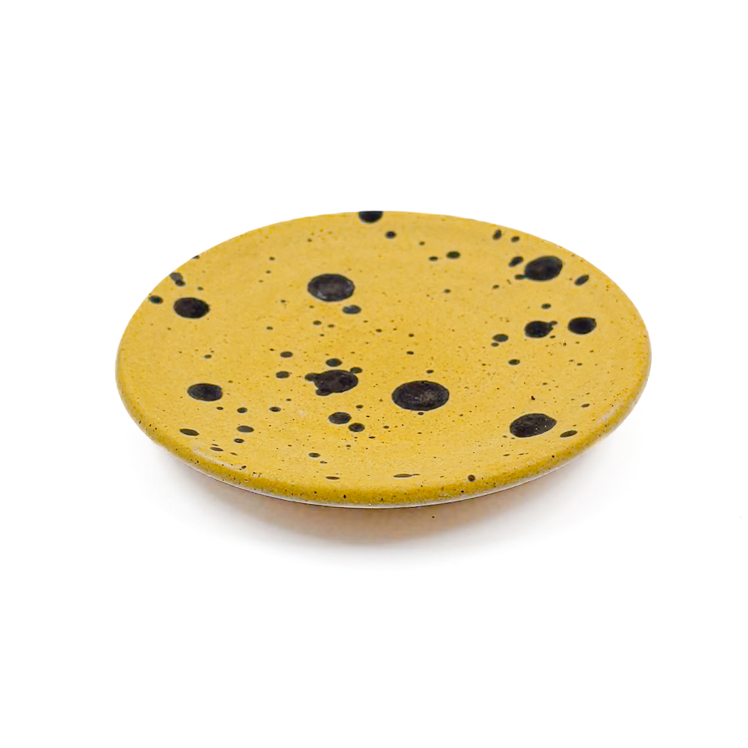 Plato Side / Plato Taza 14cm-Amarillo Jaspeado Negro