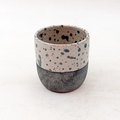 Vaso Boleado 20oz-Blanco Jaspeado Verde Mitad Engobe Verde