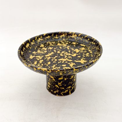 Plato Pedestal 23x15cm-Amarillo Negro Lumbre