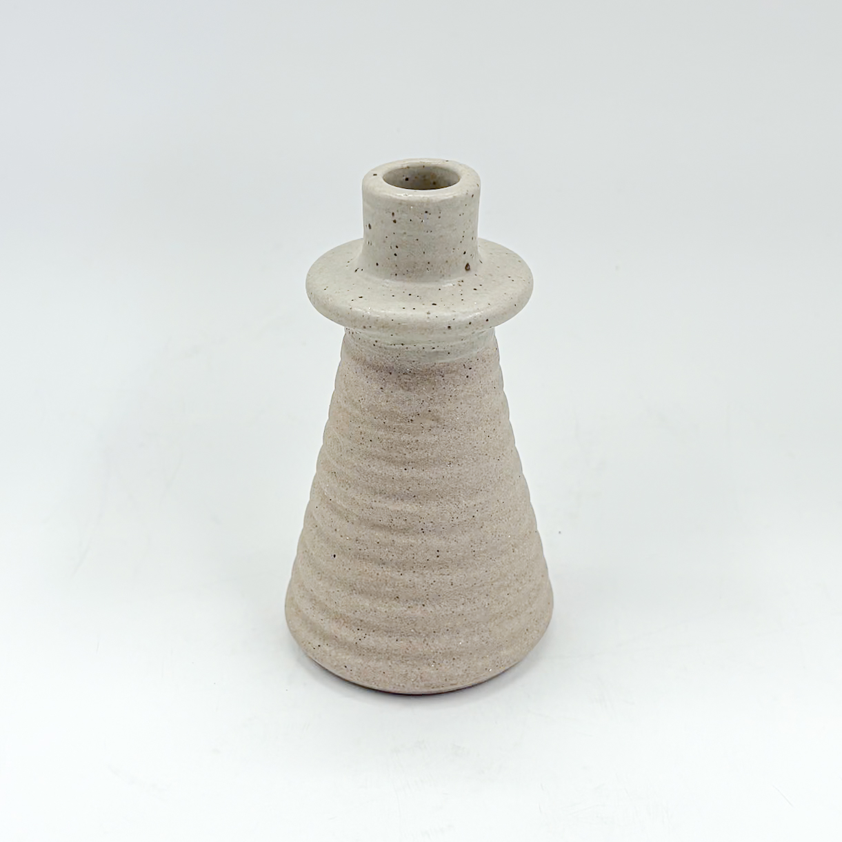 Portavelas 8x14cm-Pasta Natural y Blanco Mate