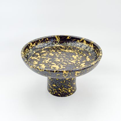 Plato Pedestal 13x14cm-Amarillo Negro Lumbre