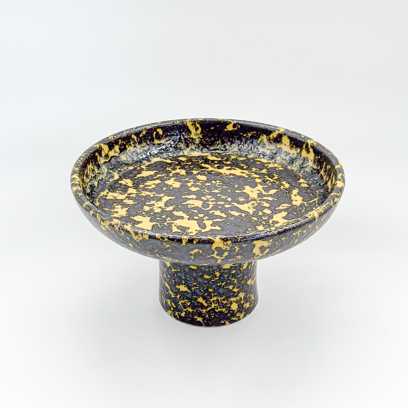 Plato Pedestal 13x14cm-Amarillo Negro Lumbre