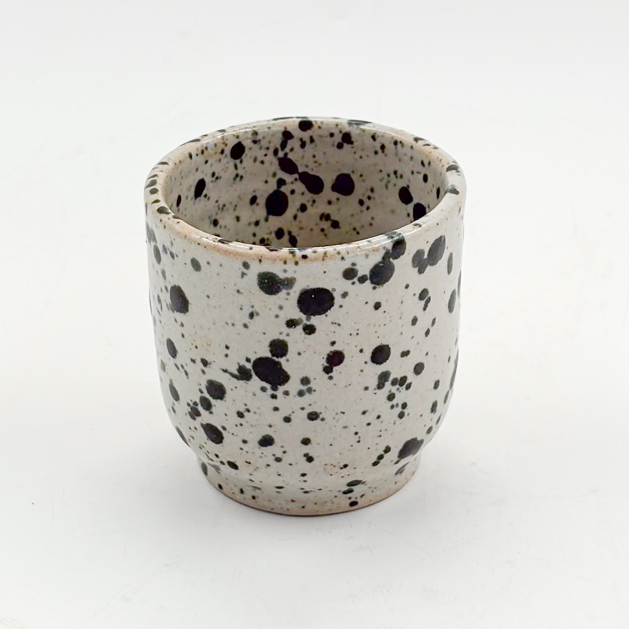 Vaso Boleado con Pata 5oz-Blanco Japeado Negro