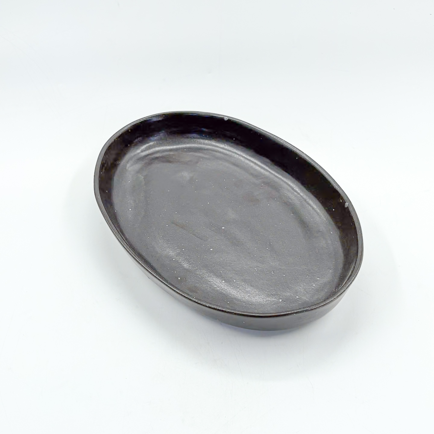 Charola Ovalada con Borde 28x18cm-Negro Mate