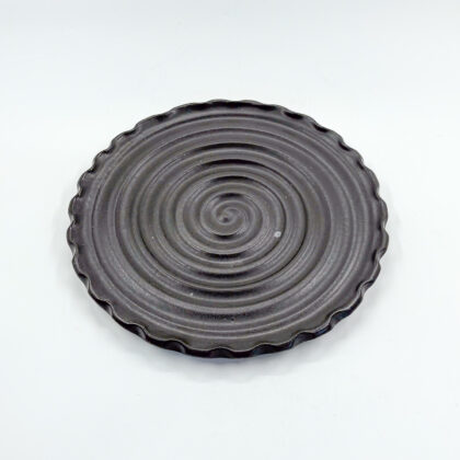 Plato Plano Espiral con Borde Olan 28cm-Negro Mate