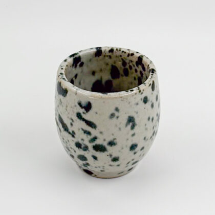 Vaso Oval con Pata 6oz-Blanco Jaspeado Negro