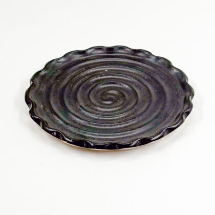Plato Plano Espiral con Borde Olan 19cm-Negro Mate