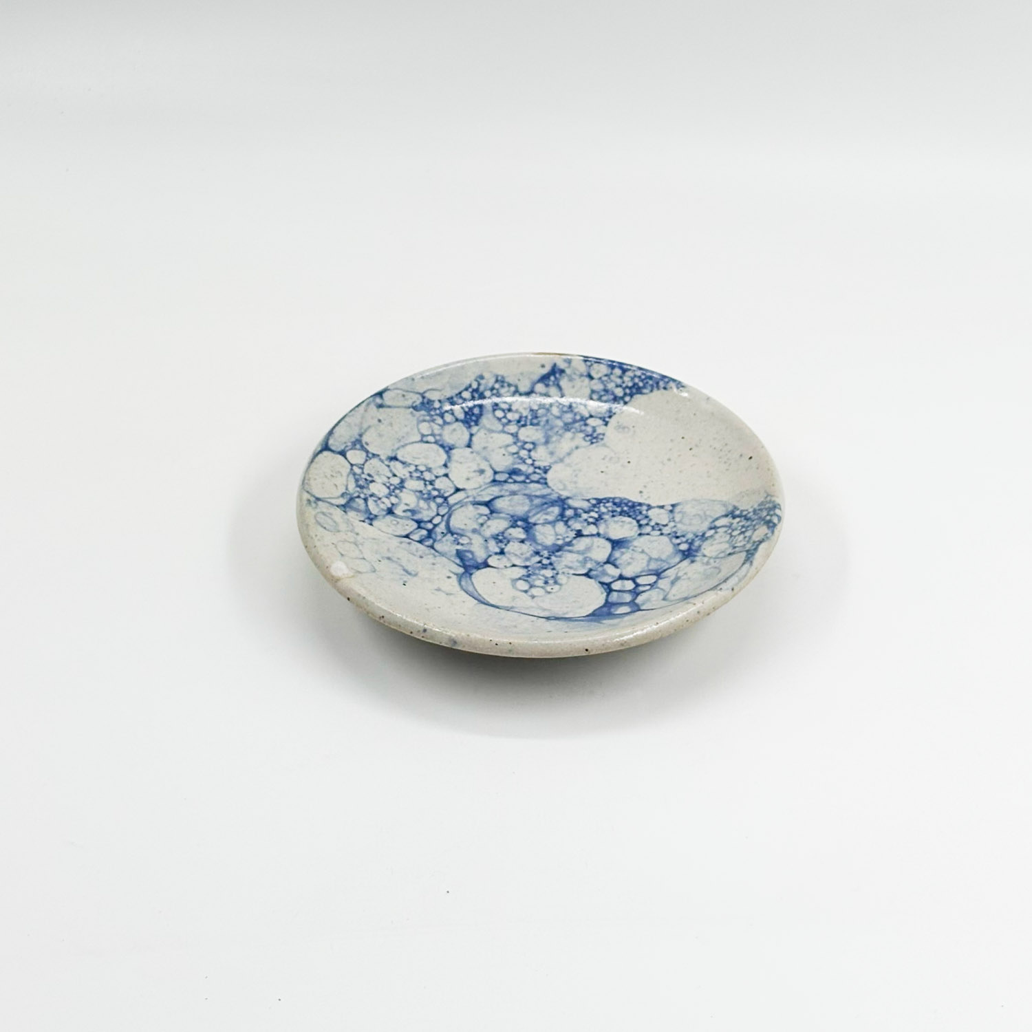 Plato para Taza 14cm-Blanco Burbuja Azul