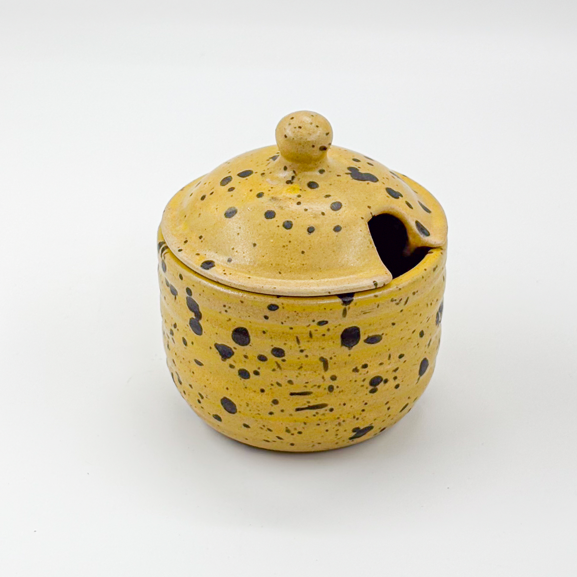 Mielera con Tapa 10x7cm-Amarillo Jaspeado Negro