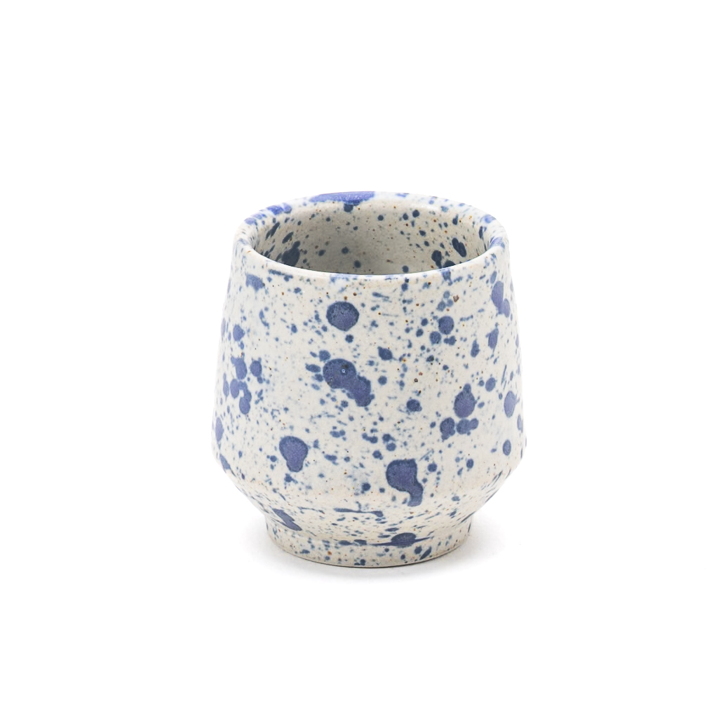 Vaso Angular 12oz-Blanco Jaspeado Azul