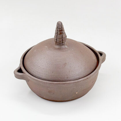 Olla con Tapa 18x7cm-Barro interior Natural Brillante