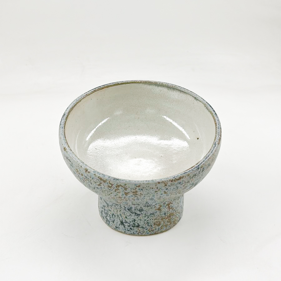 Plato Hondo Pedestal 16x5cm-Azul Mineral interior Blanco Satin