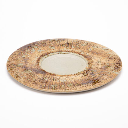 Plato Disco 32cm-Oxido Tallado Centro Natural Brillante