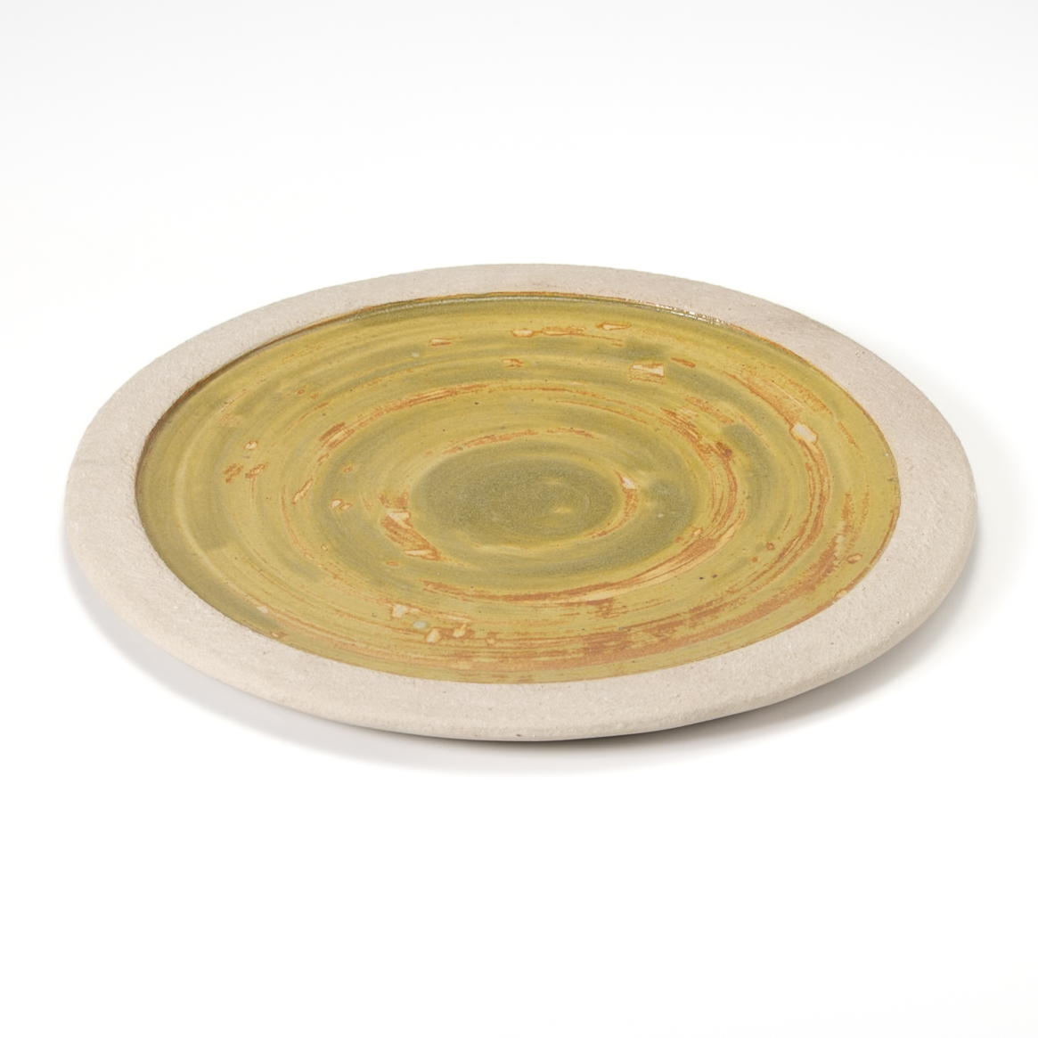 Plato Disco 28cm-Amarillo Con Orilla Engobe Amarillo Oxido
