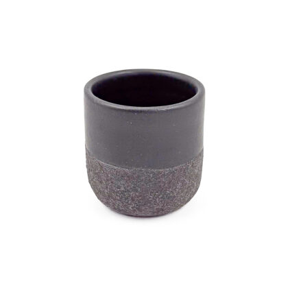 Vaso Boleado 10oz-Negro Mate mitad Engobe Negro