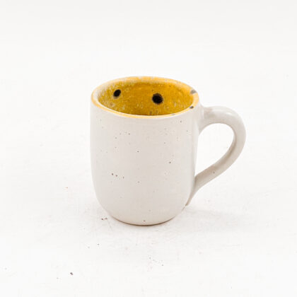 Taza Boleada 12oz-Blanco Interior Amarillo Jaspeado Negro