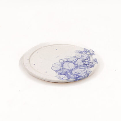 Plato Plano con Cenefa 16cm-Blanco Burbuja Azul