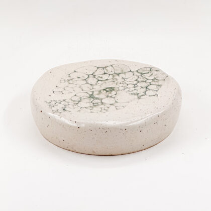 Plato Piedra 24cm-Blanco Semi Brillante Burbuja Verde