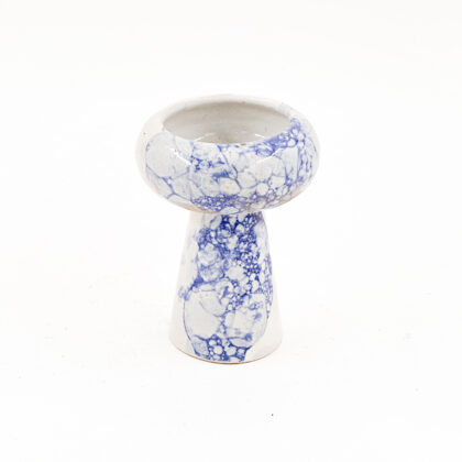 Copa Pedestal 14x8cm-Blanco Satin Burbuja Azul