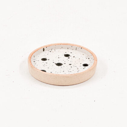 Plato con Borde 11x1cm-Pasta Natural Interior Blanco Jaspeado Negro