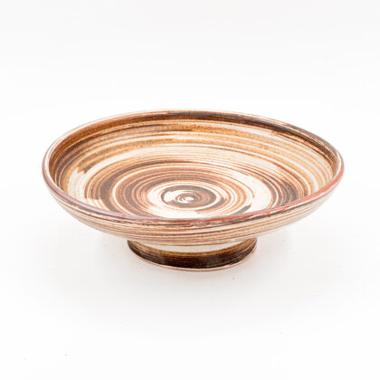 Plato pedestal 28cm-Blanco Cortado Cafe