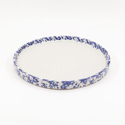 Plato con Borde 23cm-Blanco Orilla Acuarela Azul